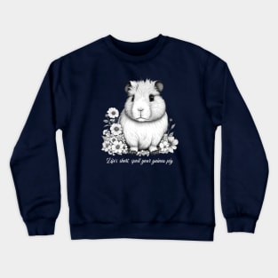 Cute Guinea Pig illustration in Black and White Crewneck Sweatshirt